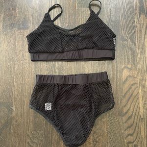 Black fishnet rave set